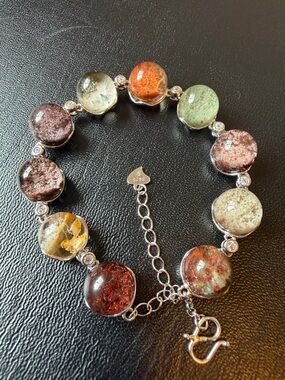 Rare Natural Rainbow Phantom Quartz Bracelet | S925 silver | New | 彩幽灵手链